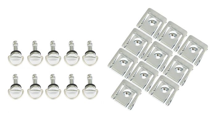Bike It Silver Quick Release Fairing Fasteners Slip-On 17mm Pack Of 10