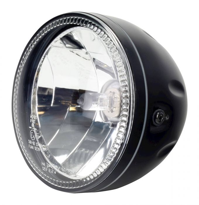 Universal 5Â¾" Halo Headlight Side Mount Matt Black H4 12V 60/55W