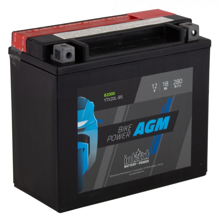 intAct YTX20L-BS Maintenance Free AGM Bike-Power Battery
